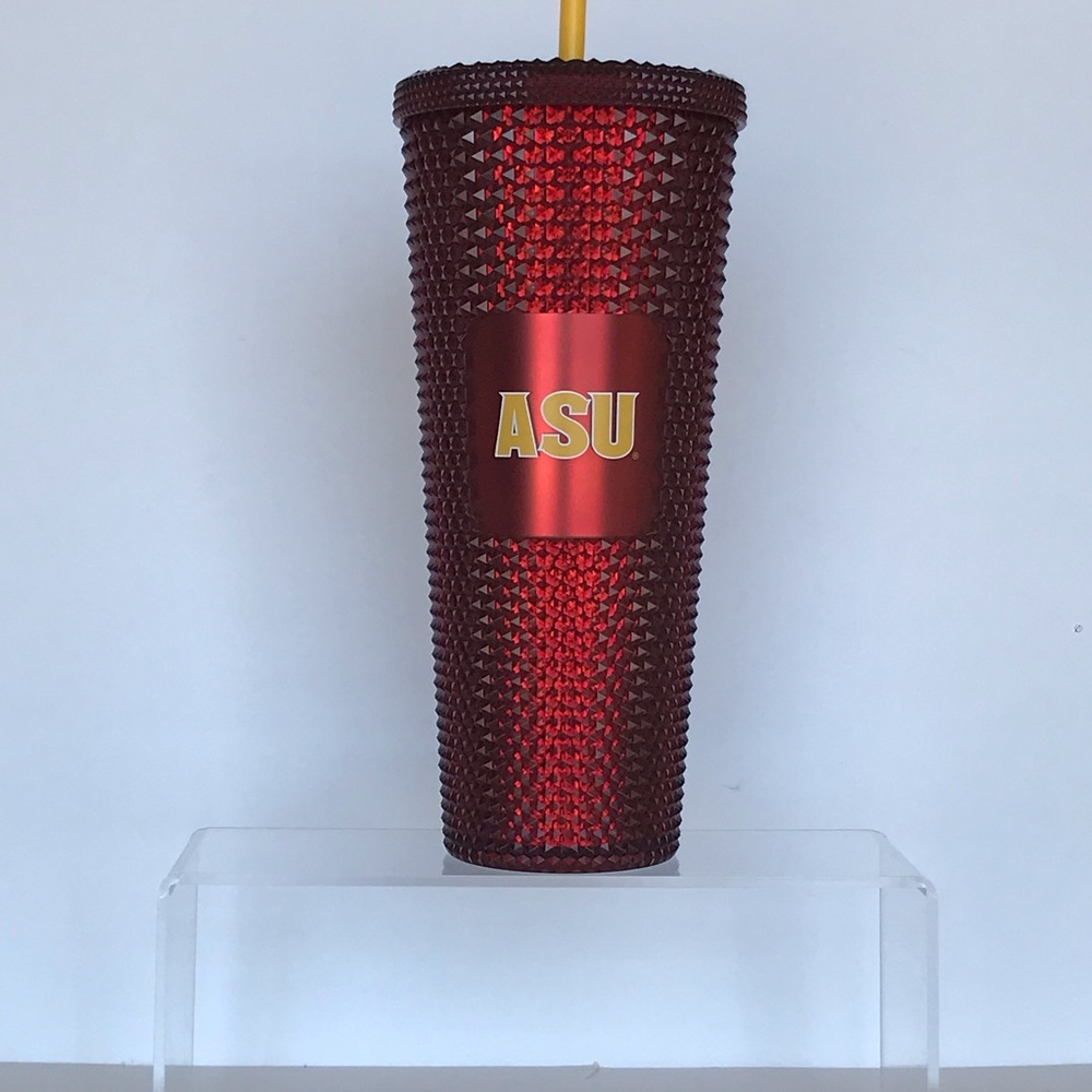 ASU Starbucks Studded 24oz Tumbler Straw Maroon Gold Sun Devil Limited Edition